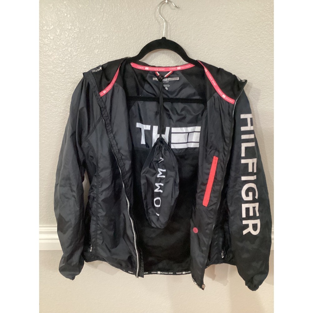 Tommy Hilfiger Sport Windbreaker Jacket Women's Black Full Zip Lightweight - Picture 5 of 12